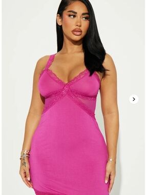 Fahion Nova Women’s Lace-Trim Slip Dress - Fuchsia NWT!